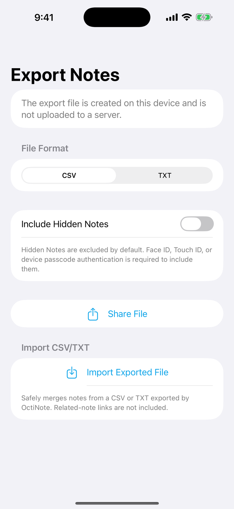 Export Notes — OctiNote